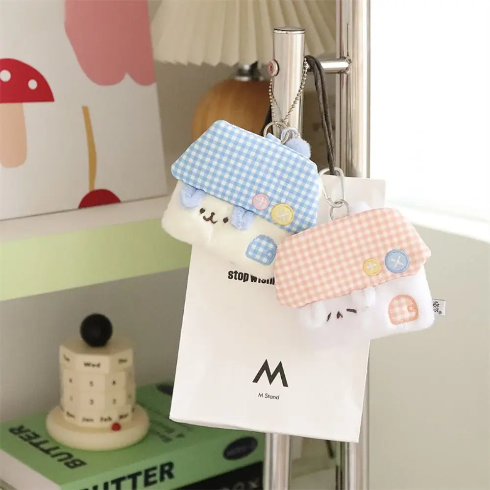 Creative House Shape Coin Purse Mini Plush Card Holder Cartoon Large Capacity Earphone Bag