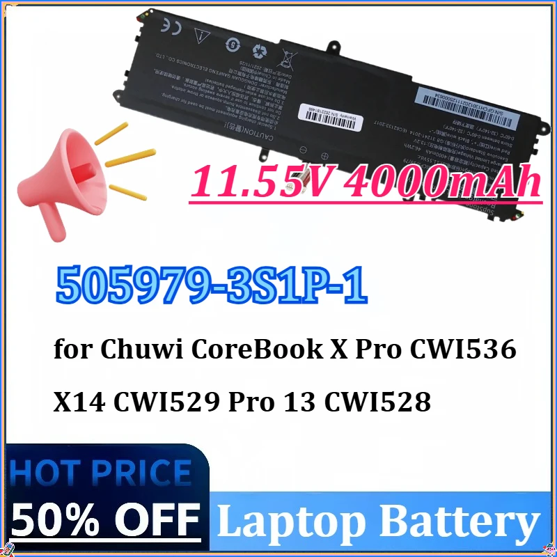 

505979-3S1P-1 11.55V 4000mAh Laptop Battery for Chuwi CoreBook X Pro CWI536 X14 CWI529 Pro 13 CWI528 3ICP5/59/79 3ICP7/85/67