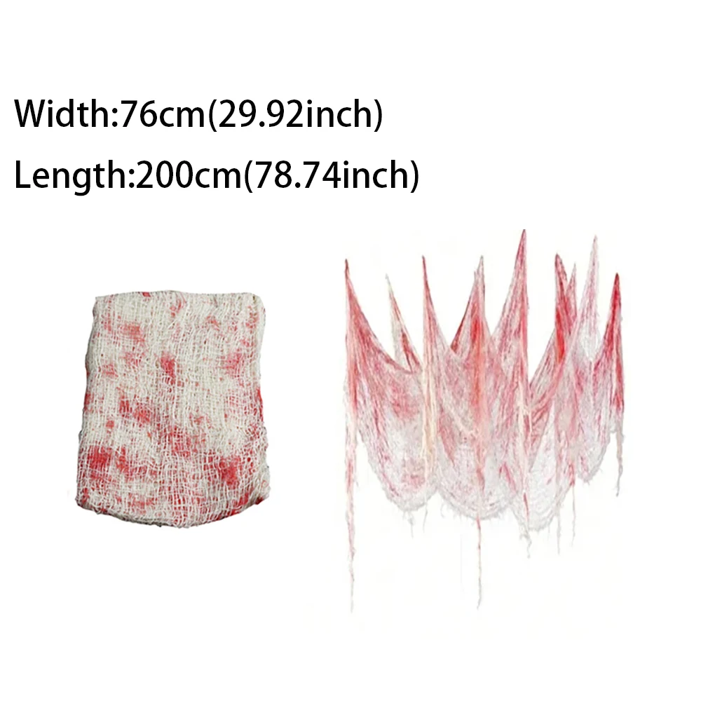 Halloween Bloody Gauze Decoraties, Horror Bloody Cloth Bandage, Deur Gordijnen, Halloween Spookhuis Party Props