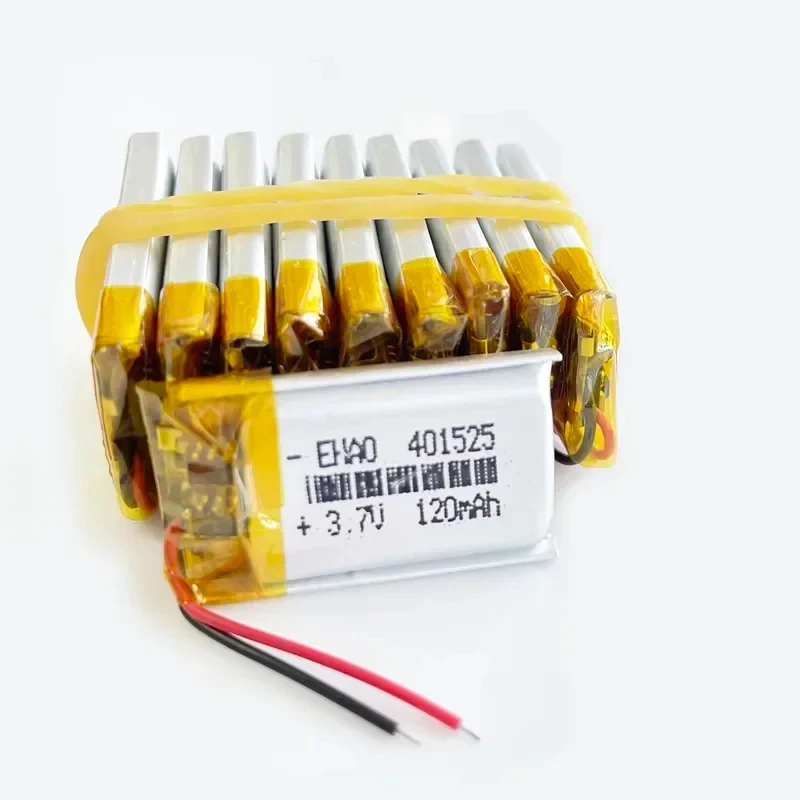 10 PCS 3.7V 120mAh Lipo Lithium Polymer Rechargeable Battery 401525   For MP3 GPS Headphone Headset Camera Bluetooth Smart Watch
