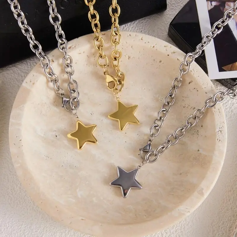 

31BB Fashionable Polished Star Pendant Collarbone Necklace Stainless Steel Jewelry Gift