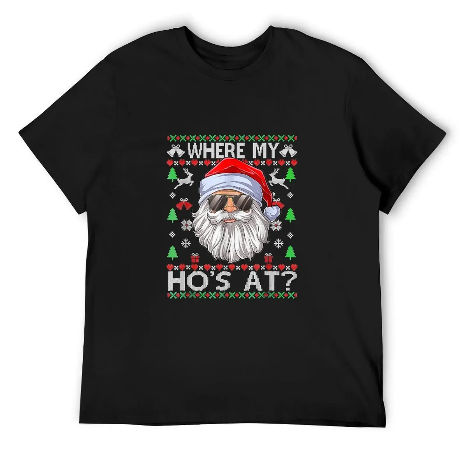 

Where My Hos At Ugly Christmas Sweater Style T-Shirt valentines clothes customs design your own t shirts for men cotton