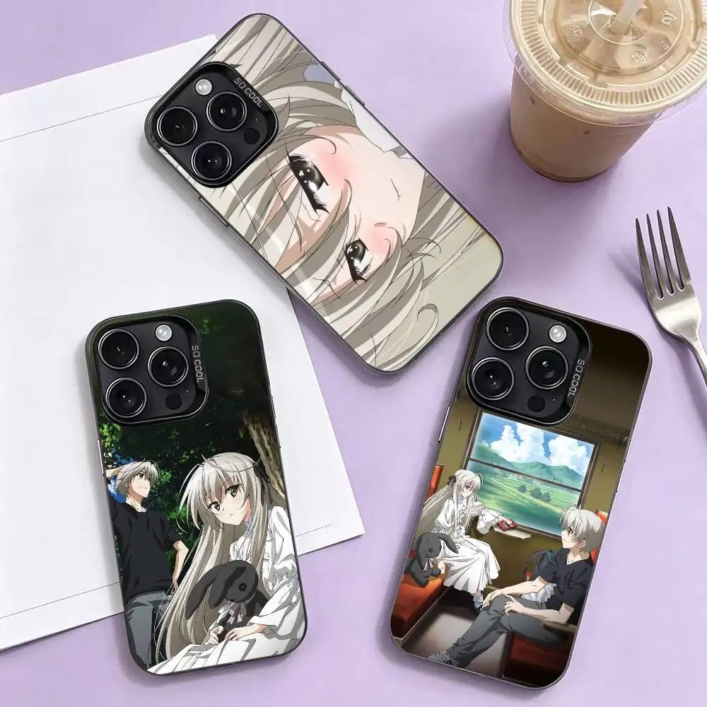 

Cute Y-Yosuga no Sora Phone Case For iPhone 17,16,15,14,13,12,11 Plus,Pro Max,XS,Colored Silver Plated Inside Cover