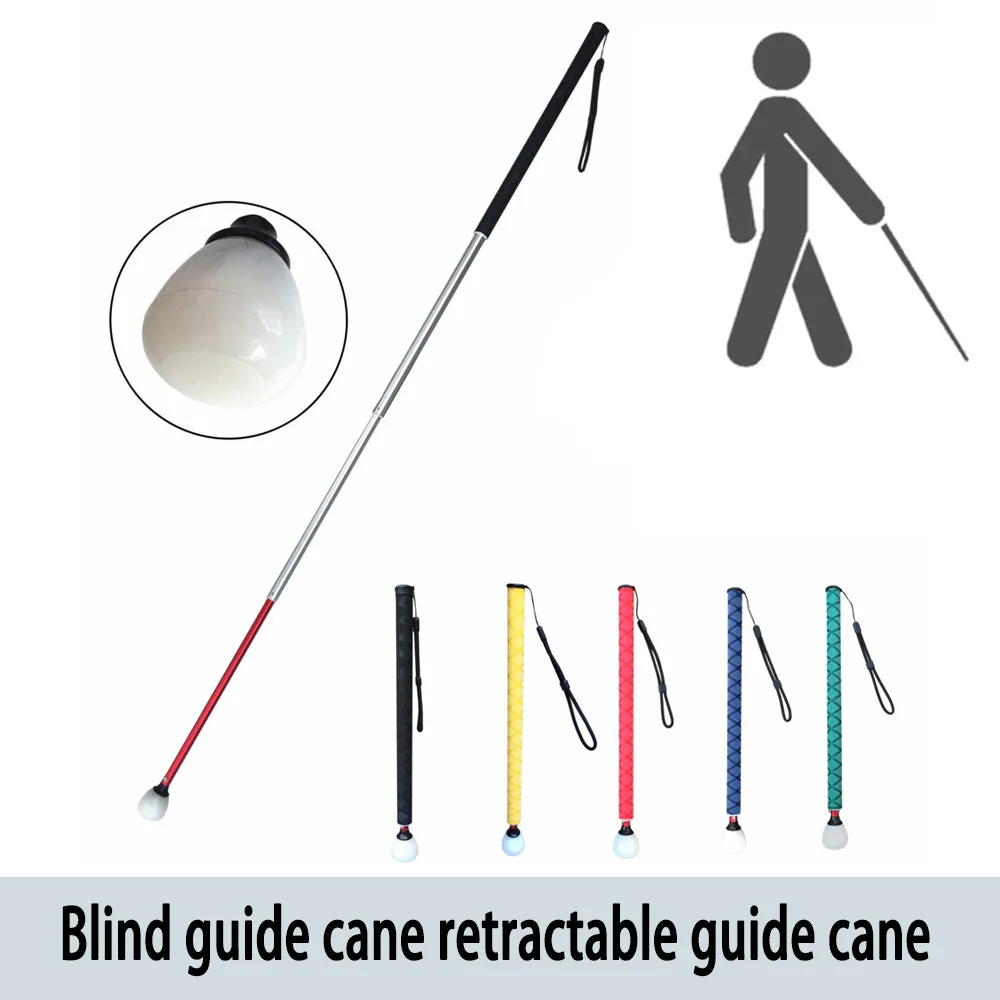 7 Sections Telescopic Aluminum Guide Cane Portable Walking Stick for the Blind Length 150cm 59 inches