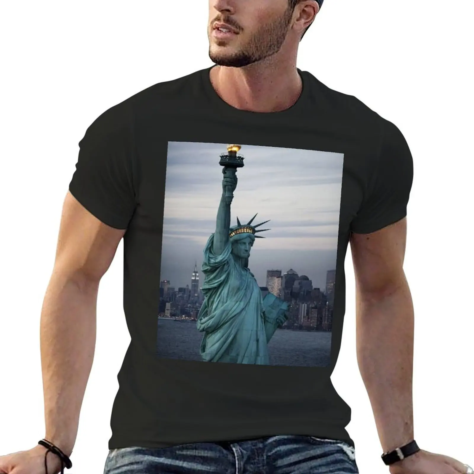 

Statue of Liberty T-Shirt Blouse vintage clothes plus size tops mens graphic t-shirts hip hop