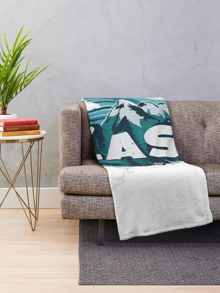 Vintage Alaska State Illustration Throw Blanket Soft Plush Plaid heavy to sleep manga Blankets