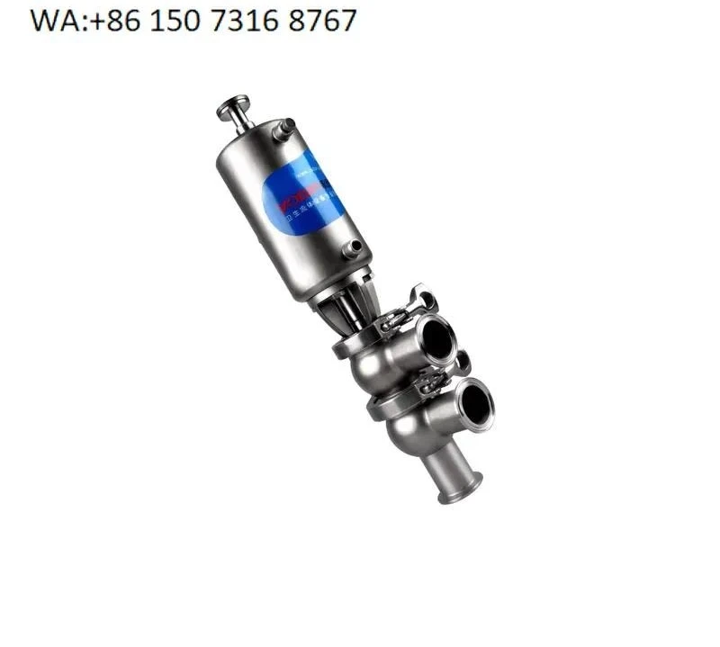 High Quality  Stainless Steel Sanitary Grade Pneumatic Three-Way Stop Directional Valve New Design Fluid Water Splitter