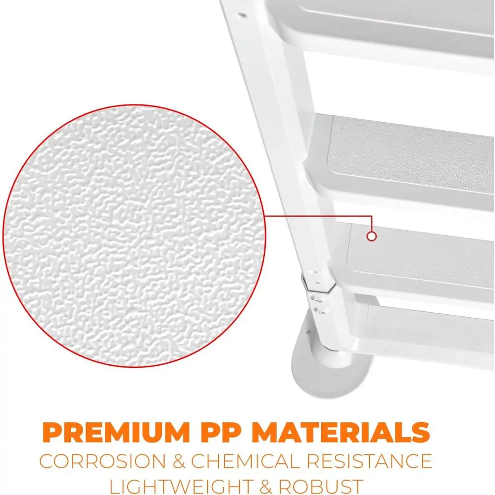 Escada de piscina de plástico resistente com degraus antiderrapantes para piscinas acima ou no solo de 48-54 polegadas