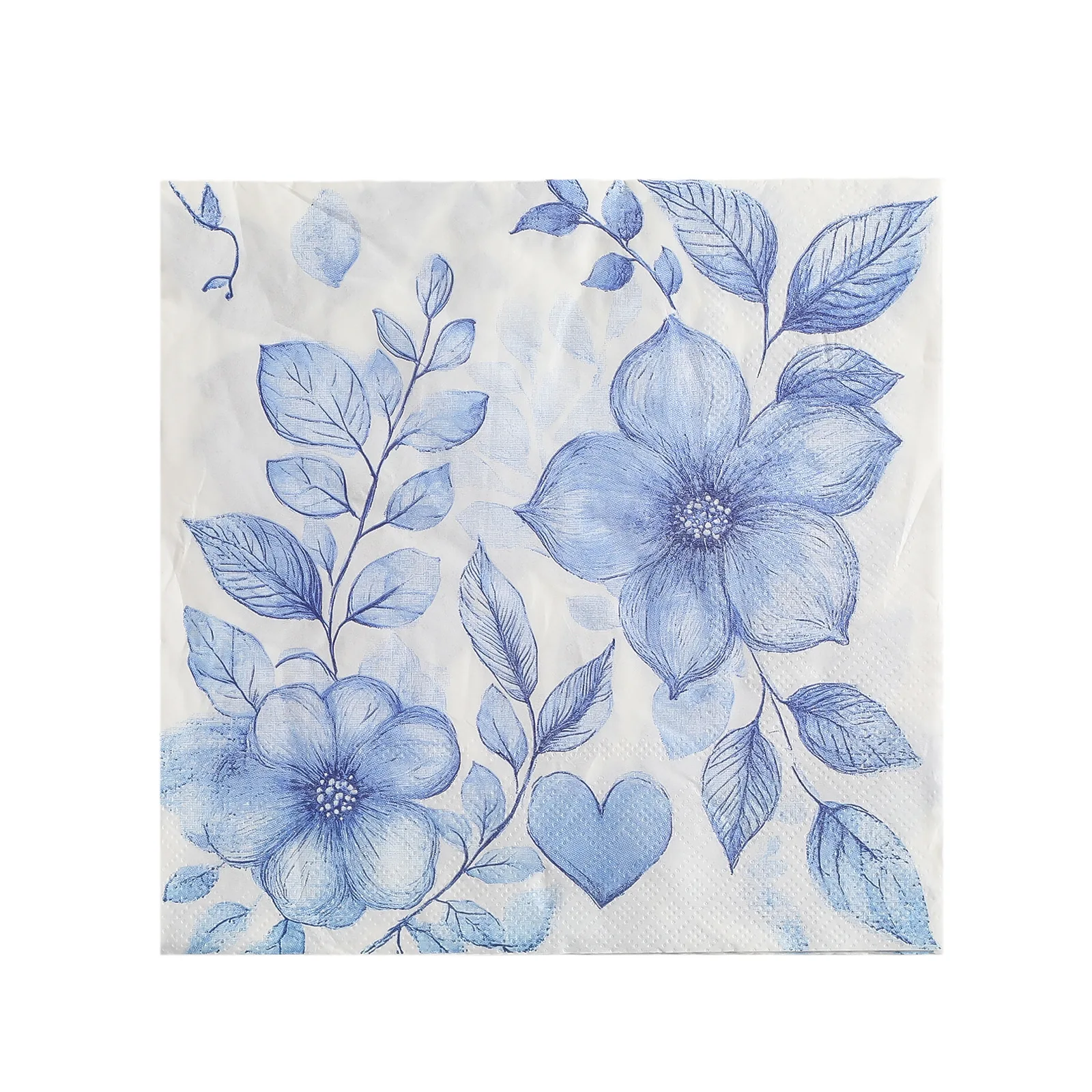 20 Sheets Floral Decoupage Paper Napkins Blue Flower Printed Napkins for Birthday Wedding Baby Shower Garden Tea Party Supplies