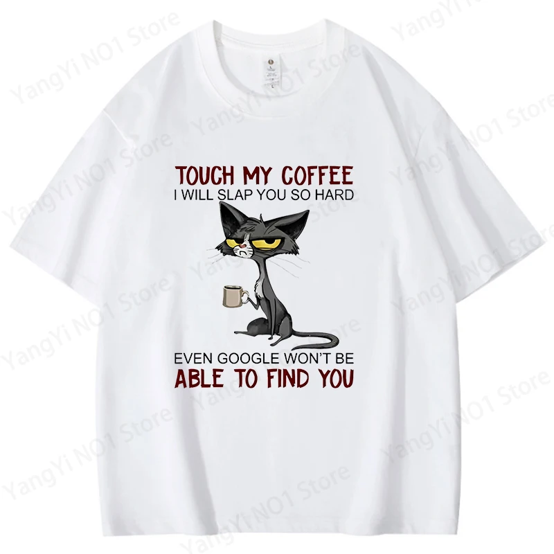Don't Touch My Coffee, Letter Pictures, Men's and Women's T-shirts Humorous and Humorous Style Printed Neutral Cotton Funny Tee