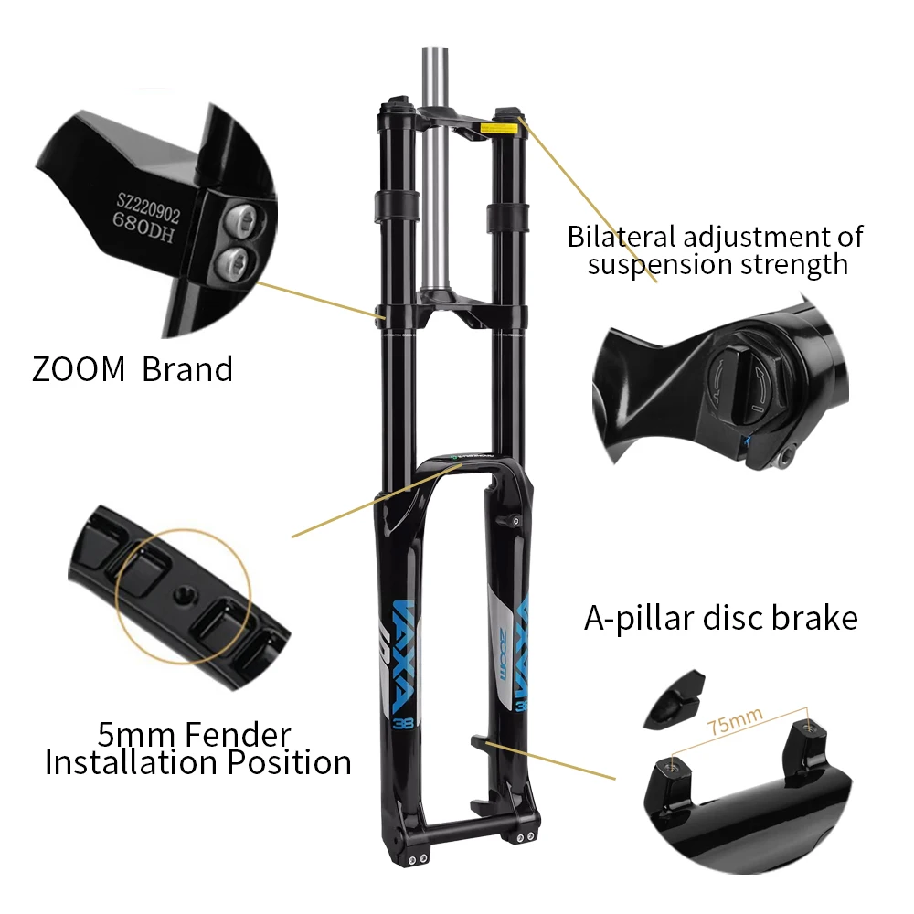 ZOOM Bicycle Front Fork 26/27.5/29in For MTB Downhill Double Shoulder Shock Absober Damping Adjust Speed-Down Winter  Ride Fork