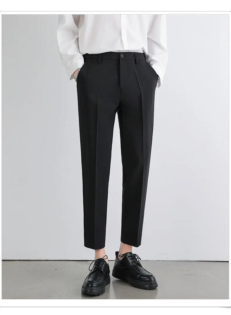 Novo estilo de calças de terno para homens no outono em linha reta versátil casual magro coreano