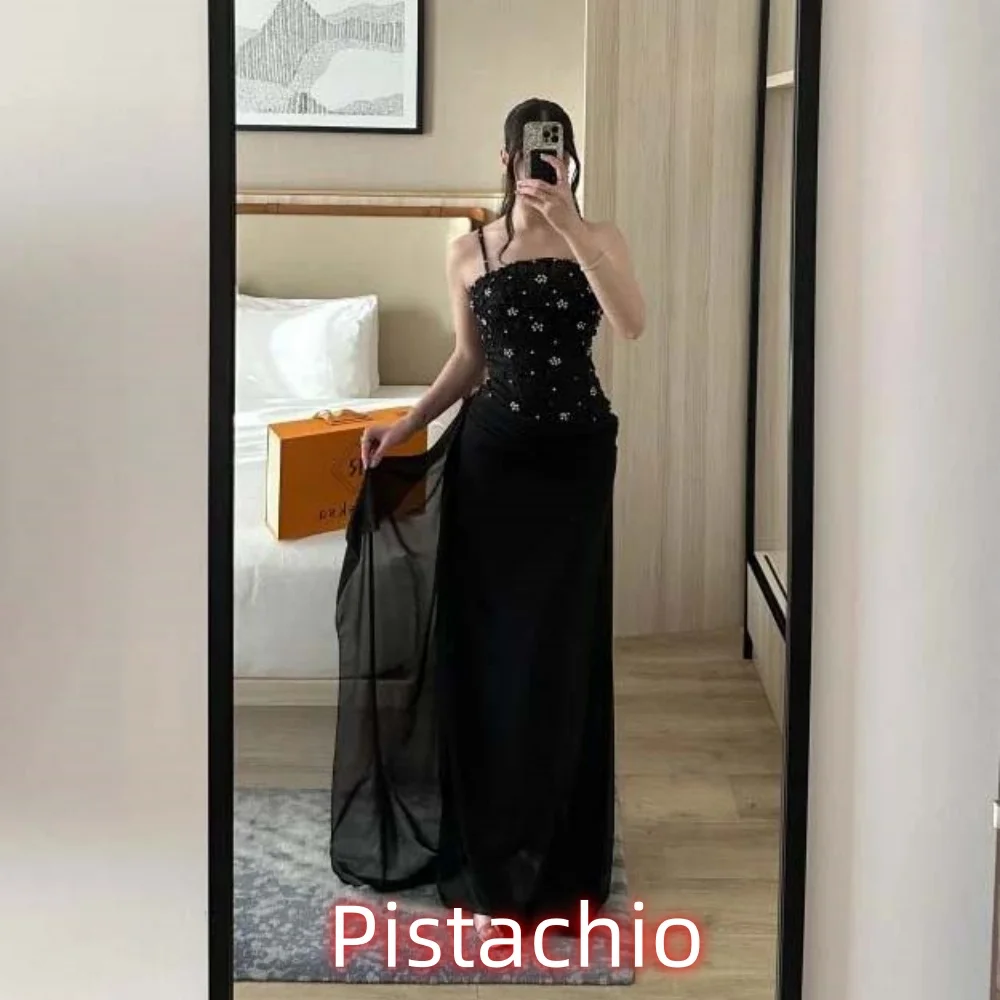 

Customized Exquisite Women Prom Dress Spaghetti Strap Charming Sequins Mermaid Strapless Party Dress Beading Women Evening Gown