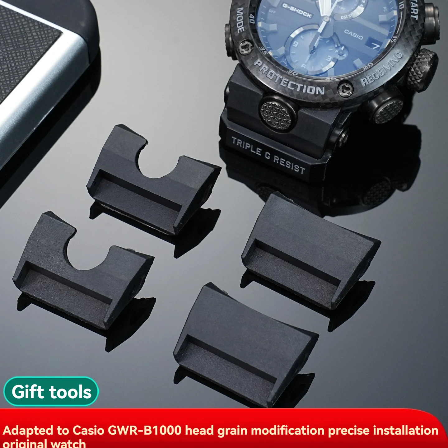 カシオ ビッグマッドキング GWR-B1000用改造時計アダプター、改造専用レザーラバー時計ヘッドコネクターコンバーター22mm