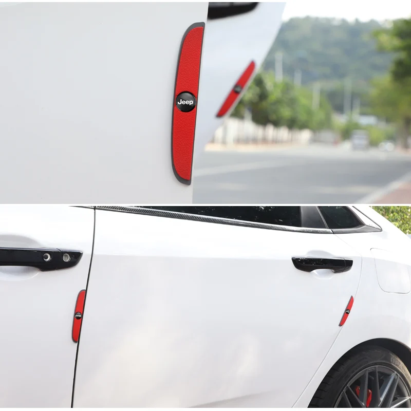 

4 Pack Rubber Bumper Strip Door Impact Badge Sticker for Jeep JPB Renegade Wrangler JK Compass Grand Cherokee Gladiator