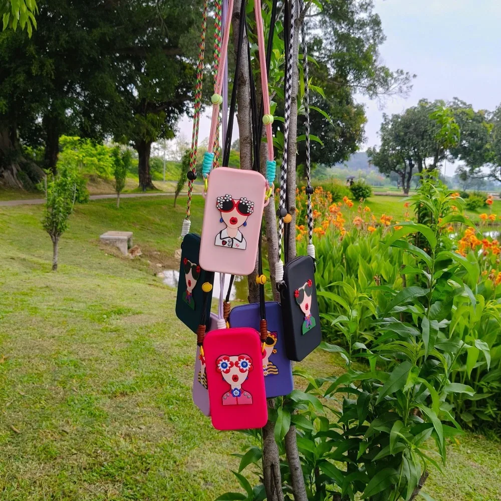 

Portable Silicone Mobile Phone Bag Waterproof Large Capacity Hanging Neck Phone Bag Multifunction Makeup Pouch