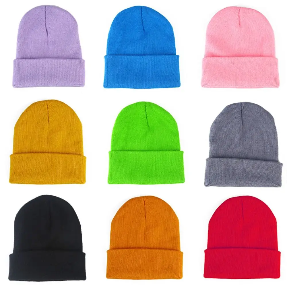 

Fashion Thickened Winter Hats Ear Protection Solid Cute Knitted Hat Keep Warm Outdoor Beanie Caps for Men Women