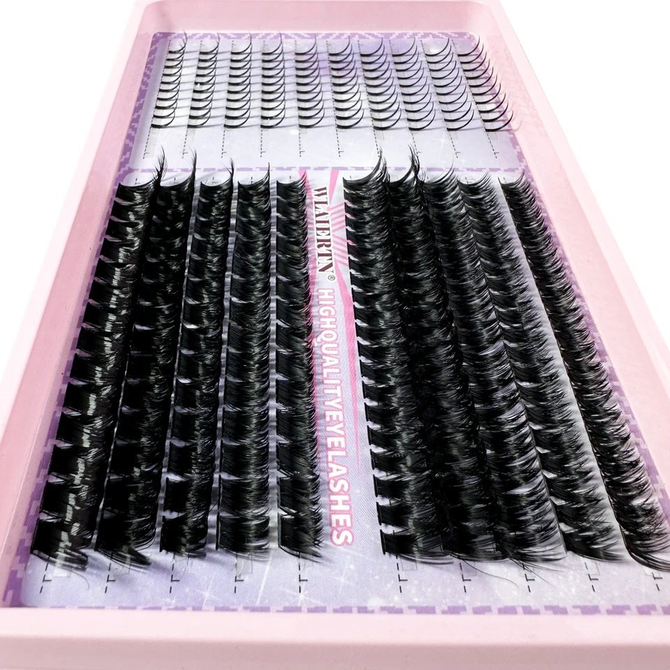 Kit de extensión de pestañas con púas, individuales 3D, racimos rizo D, 10-16mm, DIY 5