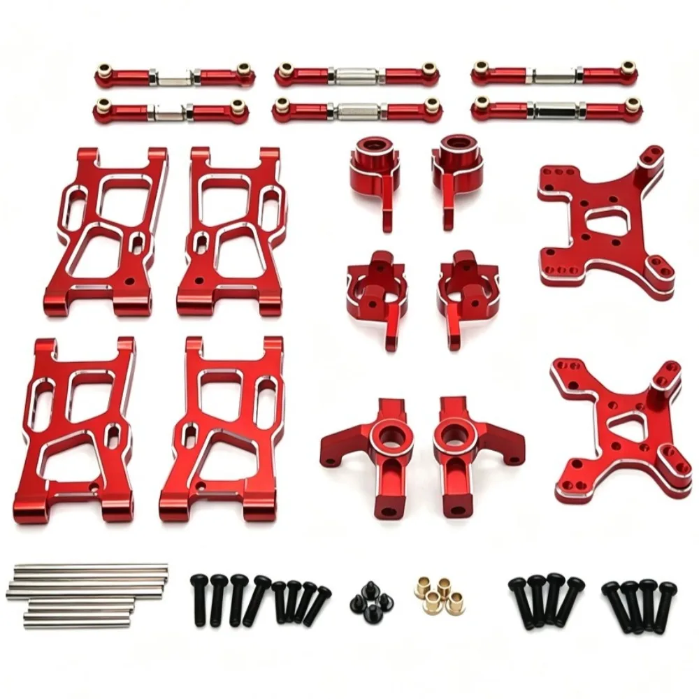 Fit For WLTOYS 124008 124016-19 144001-02 144010 RLAARLO Linkages Shock Towers Rear Wheel Hubs C Hubs Metal Upgrade Kit RC Car