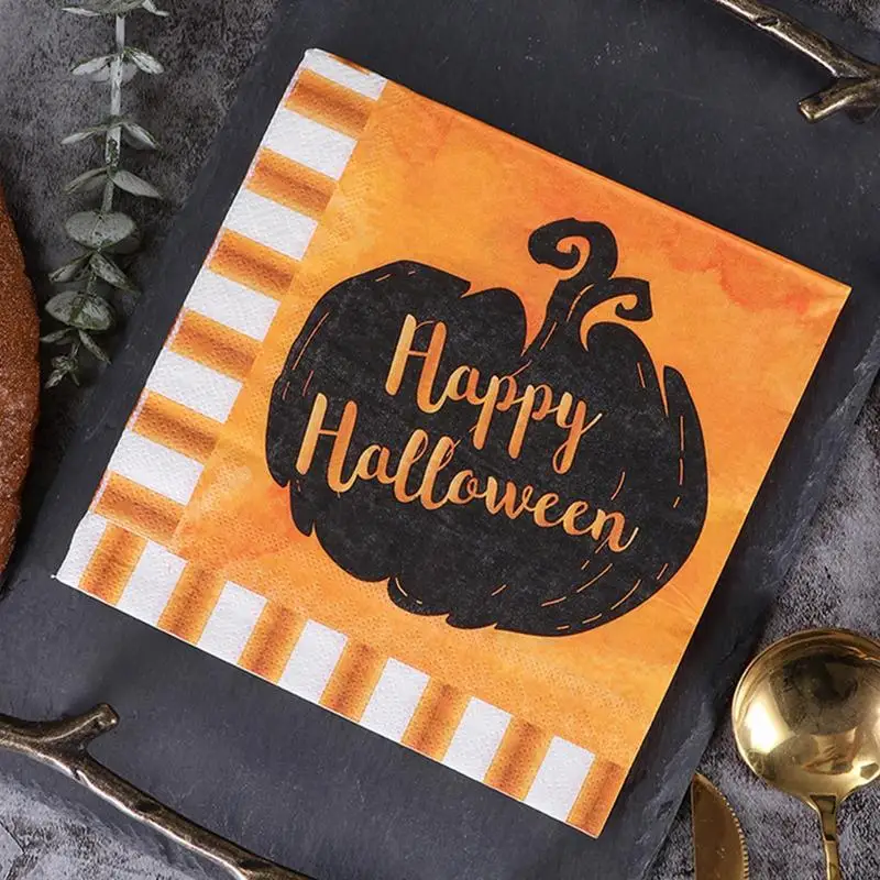 Halloween Napkins 2Layers Halloween Paper Napkins Tablecloths Room Halloween House Horror Party Decor Table Supplies 2023