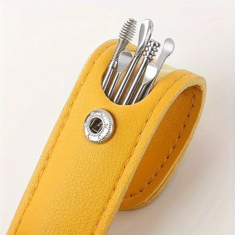 6-Piece Stainless Steel Ear Picking Set: Adult Portable Keychain Ear Picking Spoon Tool for Clearing Earwax