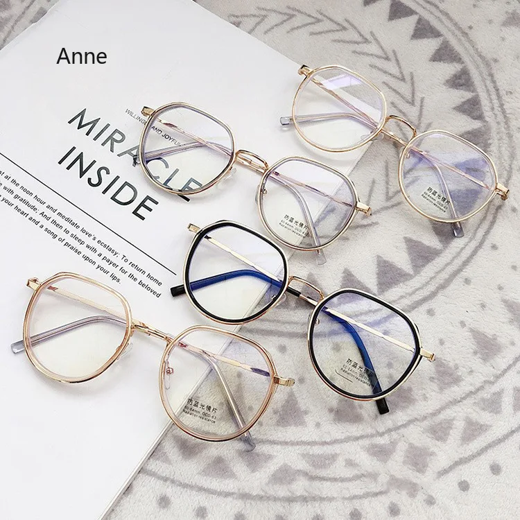 Anti-Blue Light Vintage Glasses Frame 2024 Hexagon Metal Frame Spectacles Fashion Frames Transparent Computer Glasses eyepieces