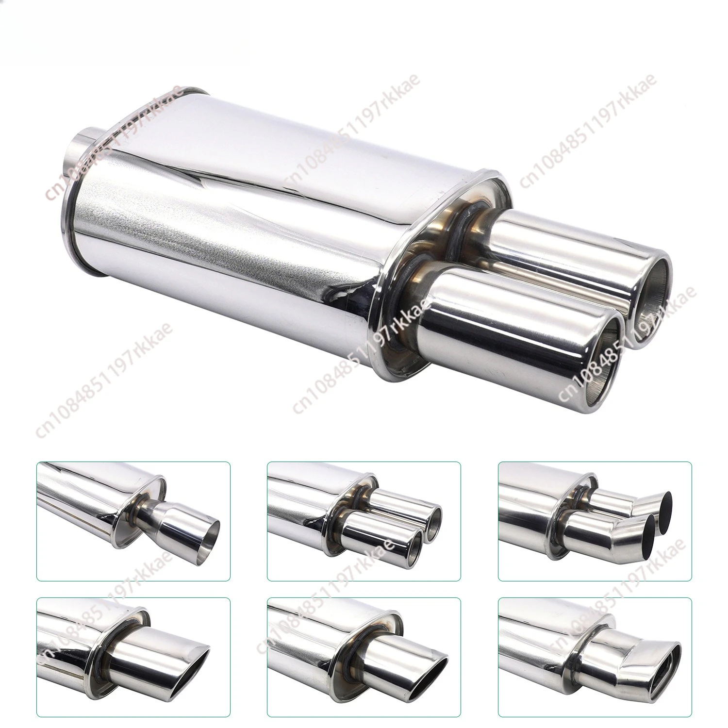 Stainless Steel Car Exhaust Muffler Pipes Racing Sport Tailpipe System Turbo Sound Boost Mufflers Tips 63mm Double Inlet Outlet