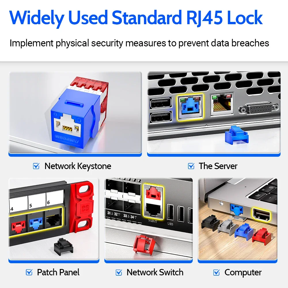 Picture 4: AMPCOM RJ45 Insert Lock with Key, Dustproof Network Plug Connector, Physical Anti-Data Leakage for Switches,Routers,Data Centers