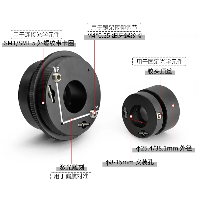 Adjustable Direct Adapter Laser Accession Outer Diameter 1.0/1.5 Inch or SM1/SM1.5 Thread