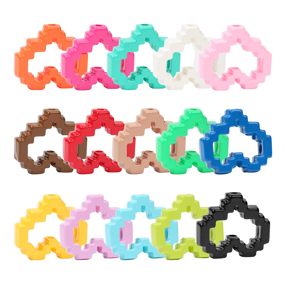 10Pcs Multicolour Love Heart Hollow Acrylic Beads Loose Spacer Beads For Jewelry Making DIY Necklace Bracelet Crafts Accessories