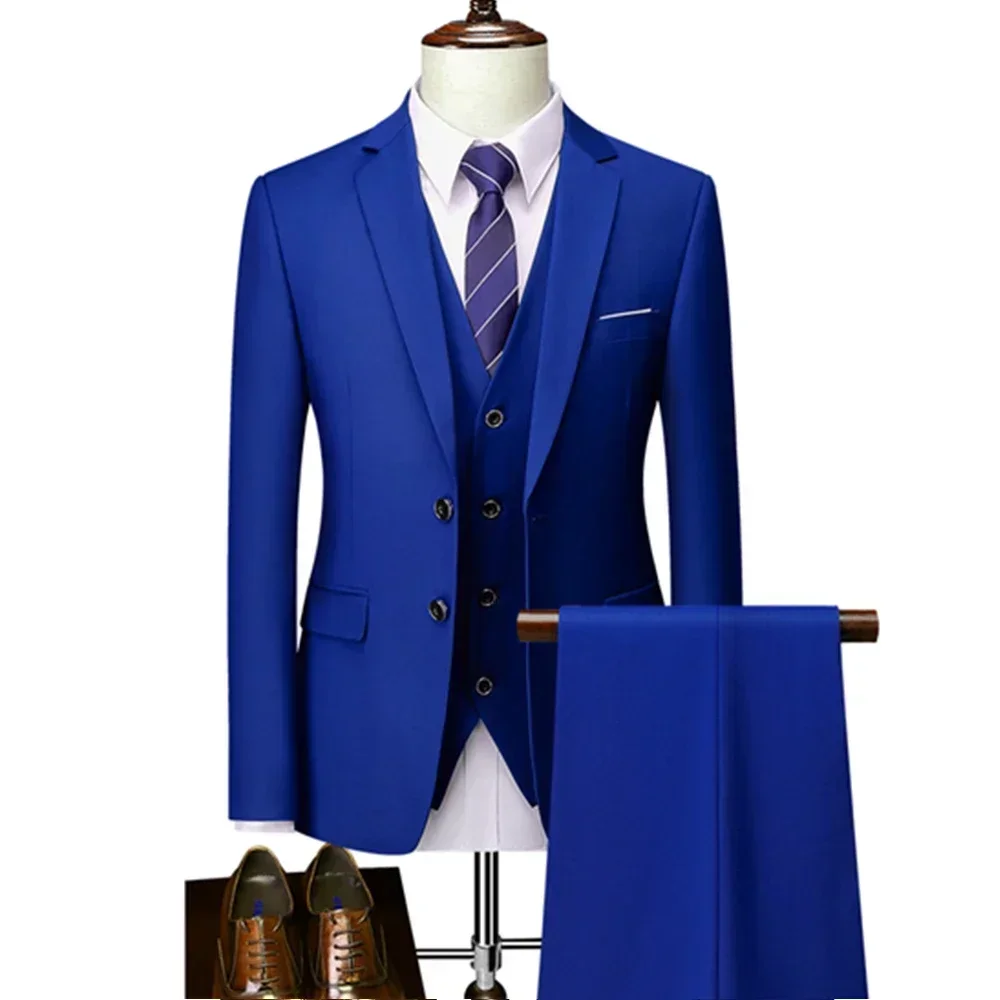 Vestido justo xadrez de negócios masculino, casaco formal, conjunto de ternos, jaqueta blazers, calça, colete, vestido boutique, moda casual, novo, 2023, 3 peças