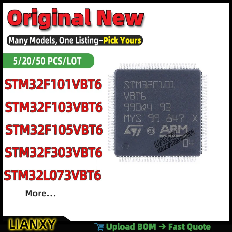 STM32F101VBT6 STM32F103VBT6 STM32F303VBT6 STM32L073VBT6 STM32F105VBT6 LQFP-100 32-BIT MICROCONTROLLER New Original