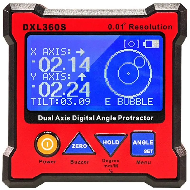 T19C 2X DXL360S Dual Axis Digital Angle Protractor With 5 Side Magnetic Base Dual-Axis Digital Display Level Gauge