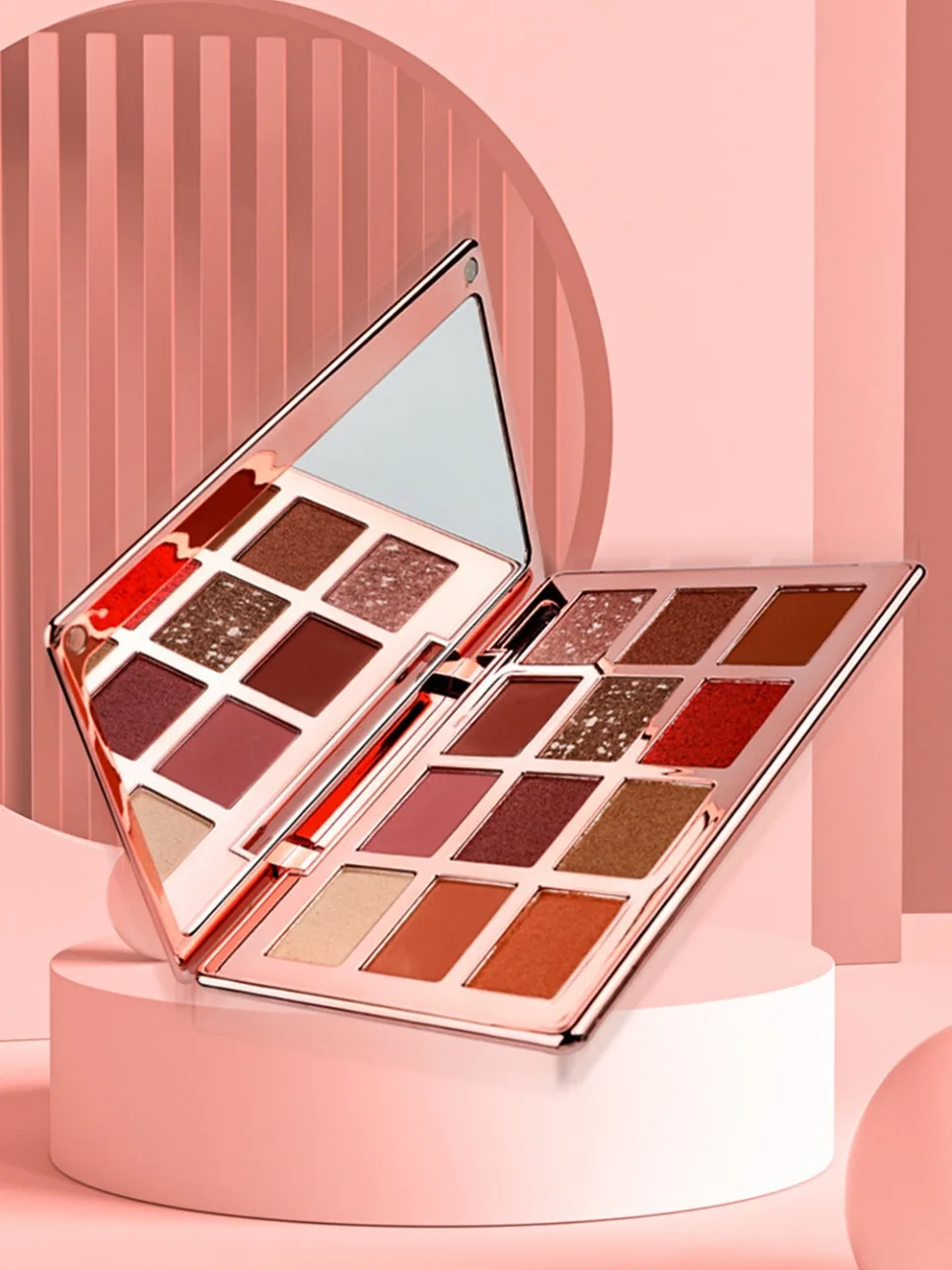 12色ミラーゴールドアイシャドウパレット、プライベートラベルカスタムロゴ、ヴィーガンメイクアップ、卸売アイシャドウ