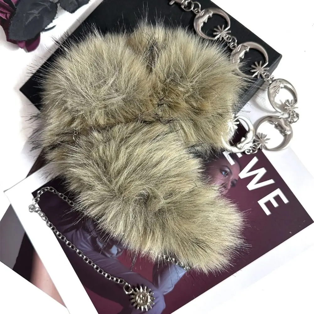 خمر تصميم عصري فو الفراء أحزمة سلسلة معدنية الشرير فروي الربط حزام فتاة حار Y2K الخصر سلسلة النساء الموضة