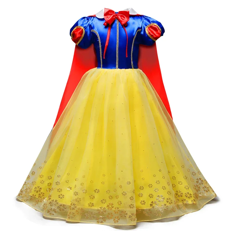 Snow White Princess Dress for Girl Cosplay Costumes Lace Ball Gown Children Fantasy Clothes with Cape Party Outfit