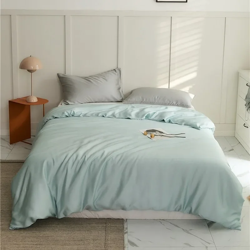 New 60S Lyocell Fiber Solid Duvet Cover Soft Skin-friendly Breathable Quilt Covers Silky Comfortable Single Double Blanket Cover