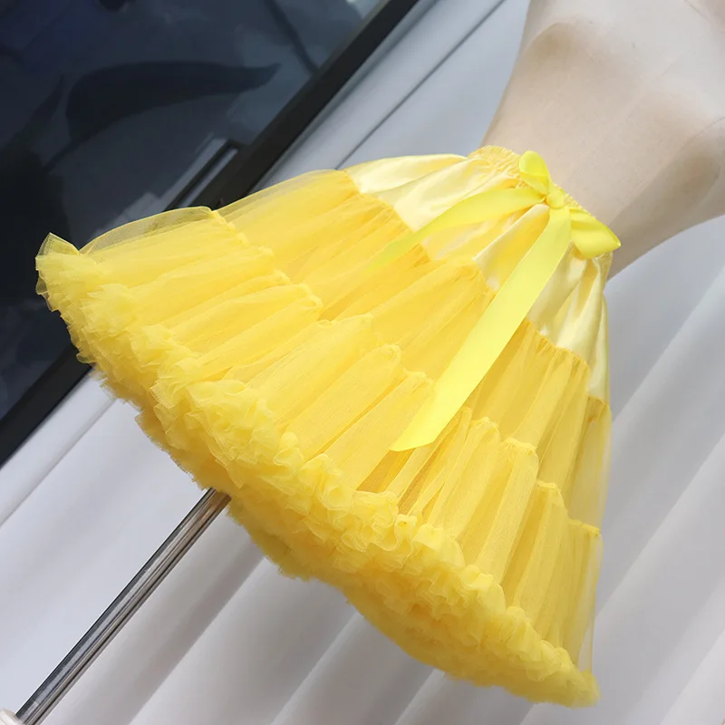 12 Farben Frauen Blumen-Stil Lolita Petticoats Krinoline Inner Trubel Cosplay Tutu Puffy Plissee Cancan Rock unter Kleidern – Detail 10