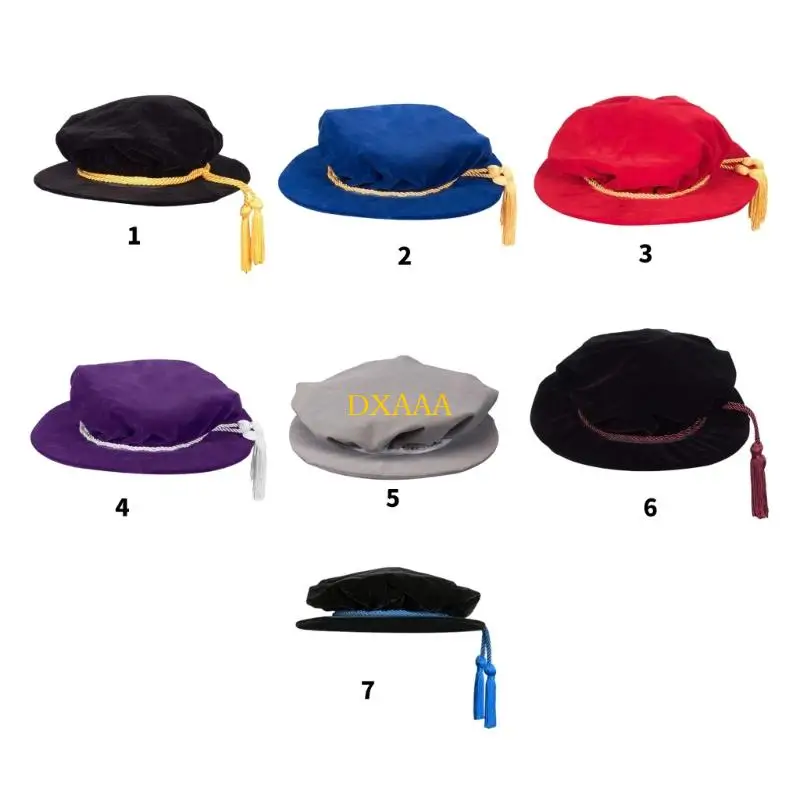 DXAA Doctoral Tam PhD Graduation Cap with Comfortable Cloth Suitable Various Occasions Adult Ceremonies