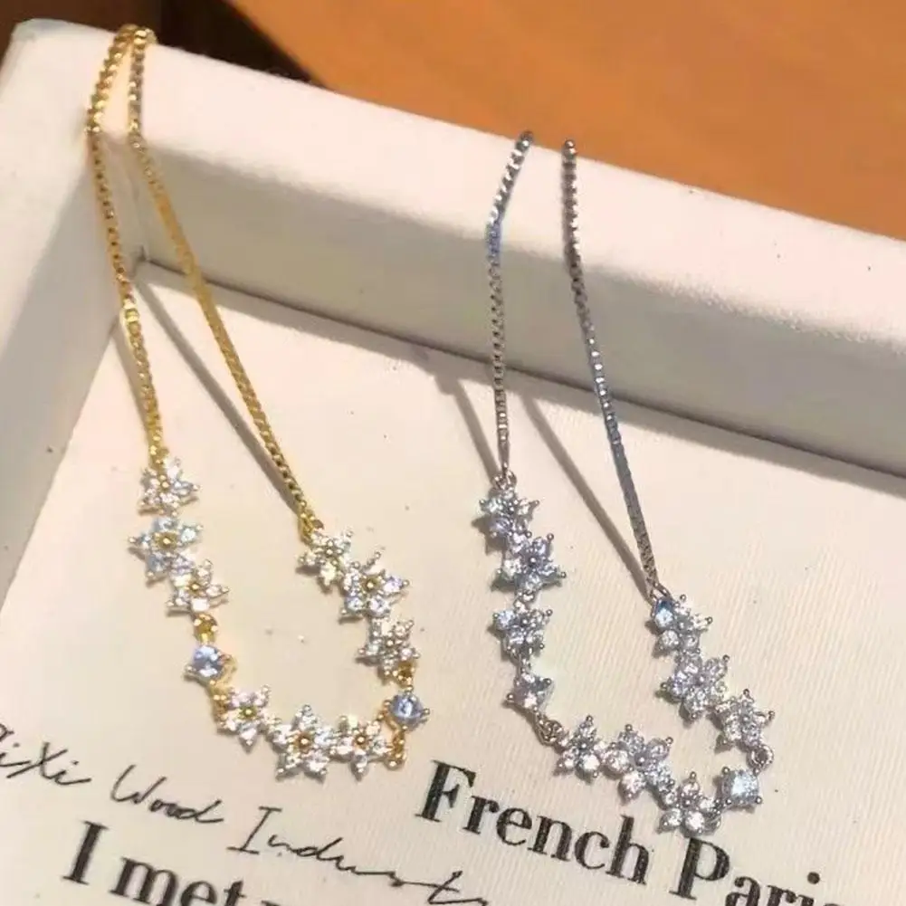 Luxury Shiny Elegant Bracelets For Women Exquisite Flower Bracelets Adjustable Pull Bracelet For Women Sweet Jewelry Gift