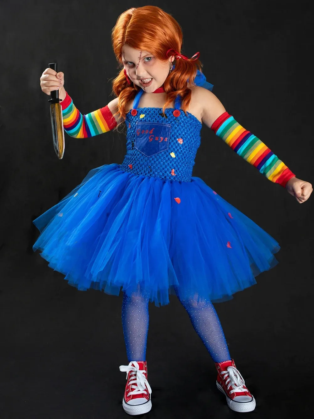 Girls Scary Doll Chucky Cosplay Tutu Dress Good Guys Halloween Costume For Masquerade Birthday Party Kids Role Play Fancy Outfit - view 2