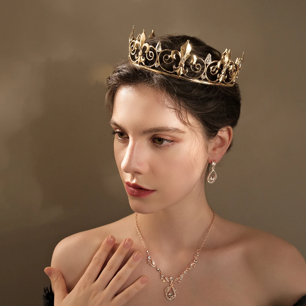 Vintage Baroque Royal Crown Queen Princess Tiara Bridal Wedding Headpieces Jewelry Halloween Hair Bands Gifts for Friends image 2