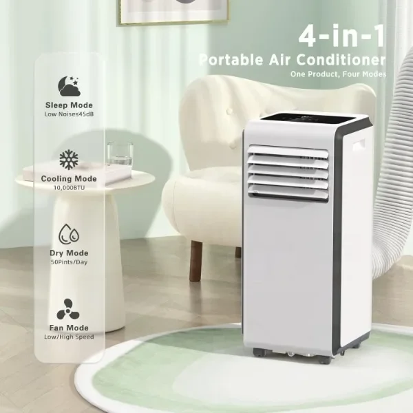 ZAFRO 10,000 BTU (2024 Upgraded) Portable Air Conditioners Cool Room Up to 450 Sq.Ft, 4 Modes Portable AC