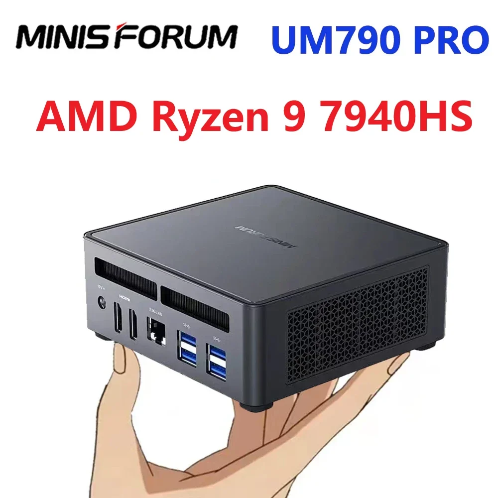 MINISFORUM UM790 Pro AMD Ryzen 9 7940HS Mini PC WiFi6E BT5.3 Window 11 Pro DDR5 16GB 512GB Desktop Gaming MINI PC Gamer Computer