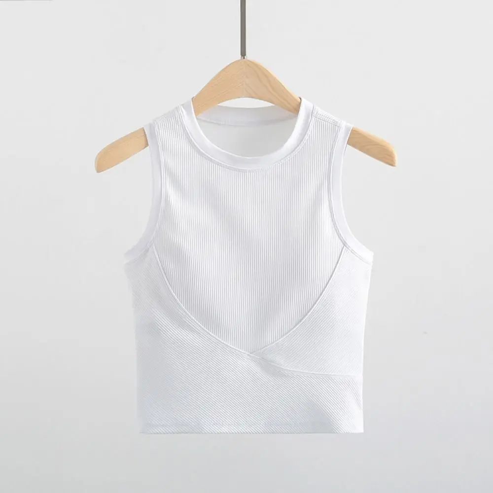 

Trendy Full Coverage Sports Bras Removable Padded Premium Quality Racerback Sleeveless Tank Tops Yoga