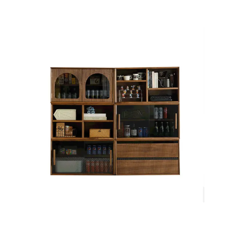 North American black walnut all solid wood bookcase modern simple storage display living room TV