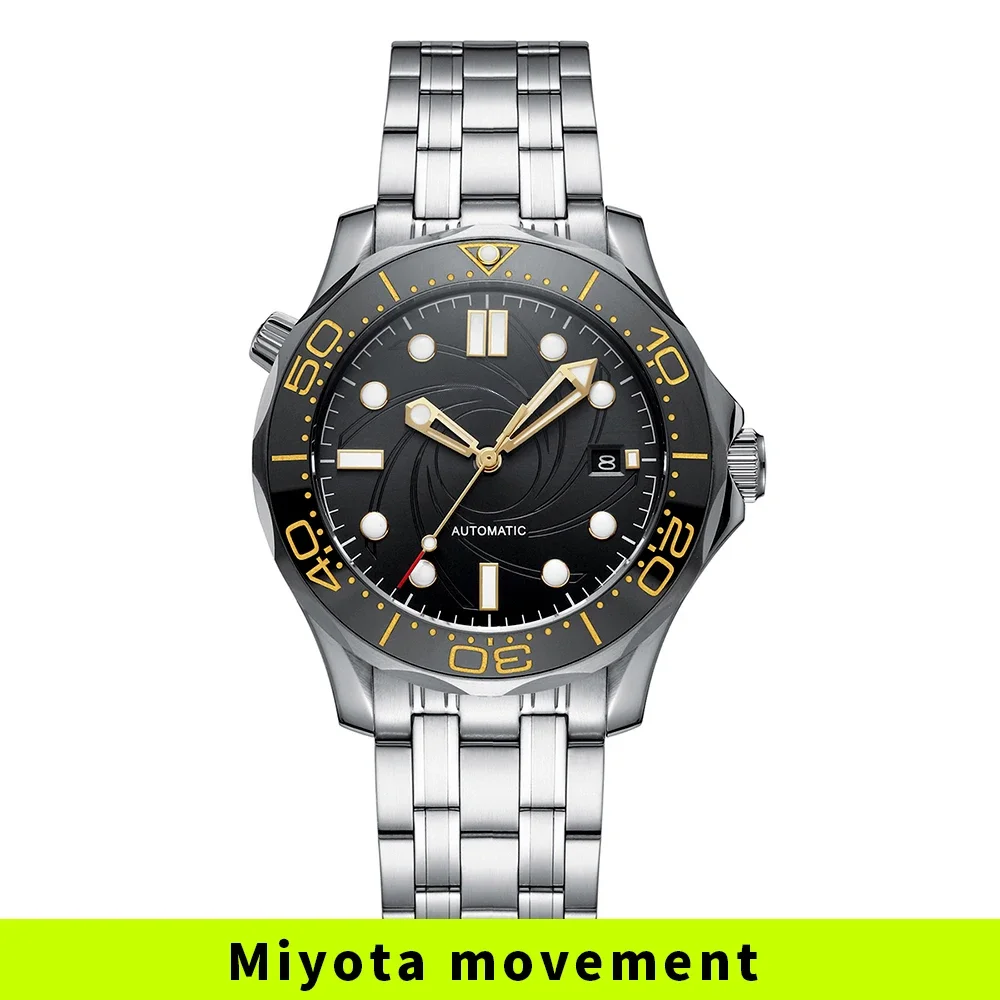 PHYLIDA 20Bar 200M Water Resistant Black Dial Miyota Automatic Watch DIVER200M Style Bond Limited Edition Sapphire Crystal