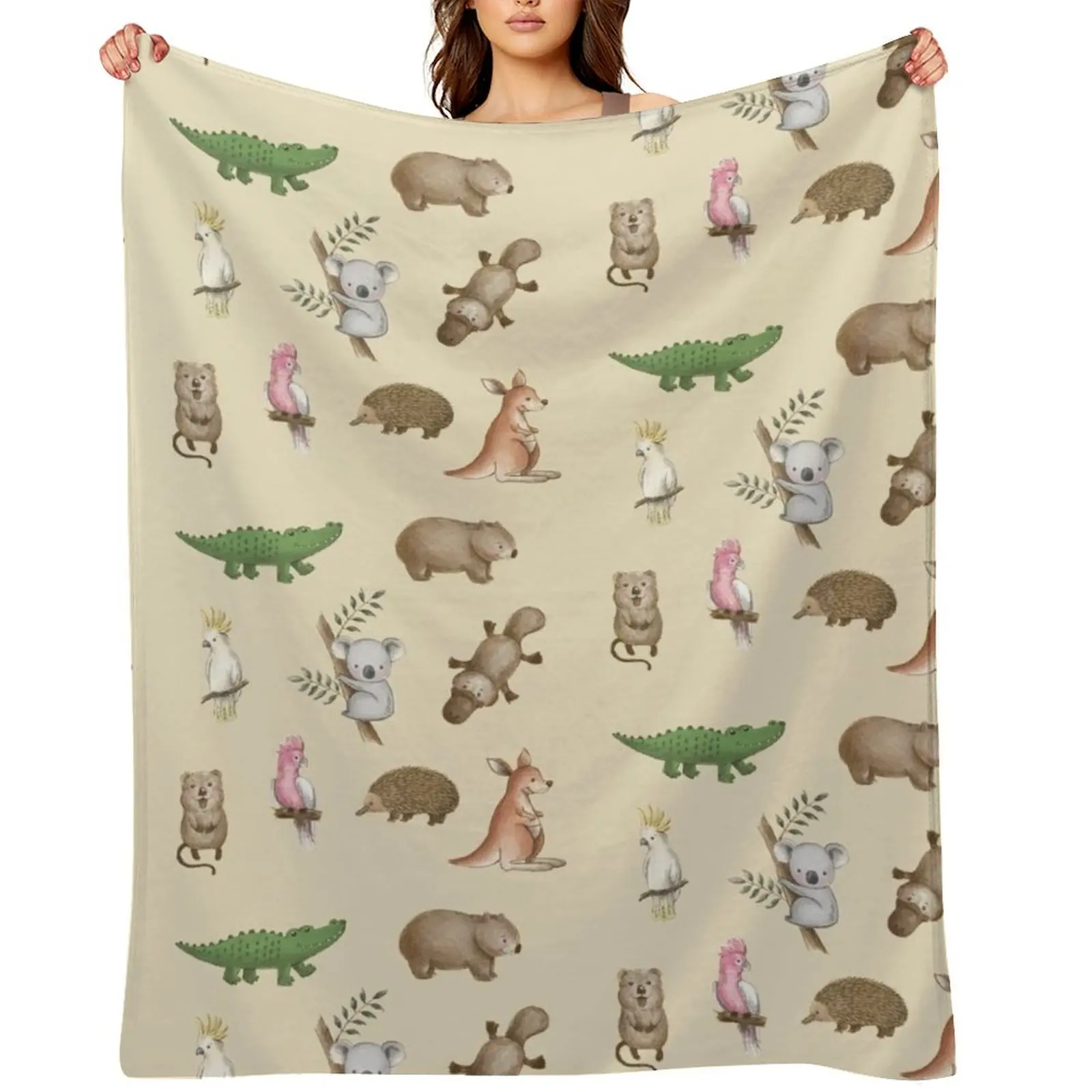 

Cute Aussie Animals Pack Throw Blanket funny gift Personalized Gift Tourist decorative Blankets