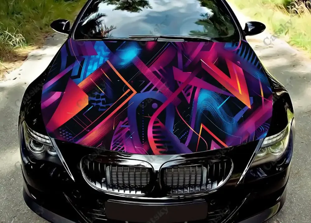 Dynamic Comic Style Car Hood Vinyl Stickers Wrap Vinyl Film Engine Cover Decals Sticker Universal Car Hood Protective Film