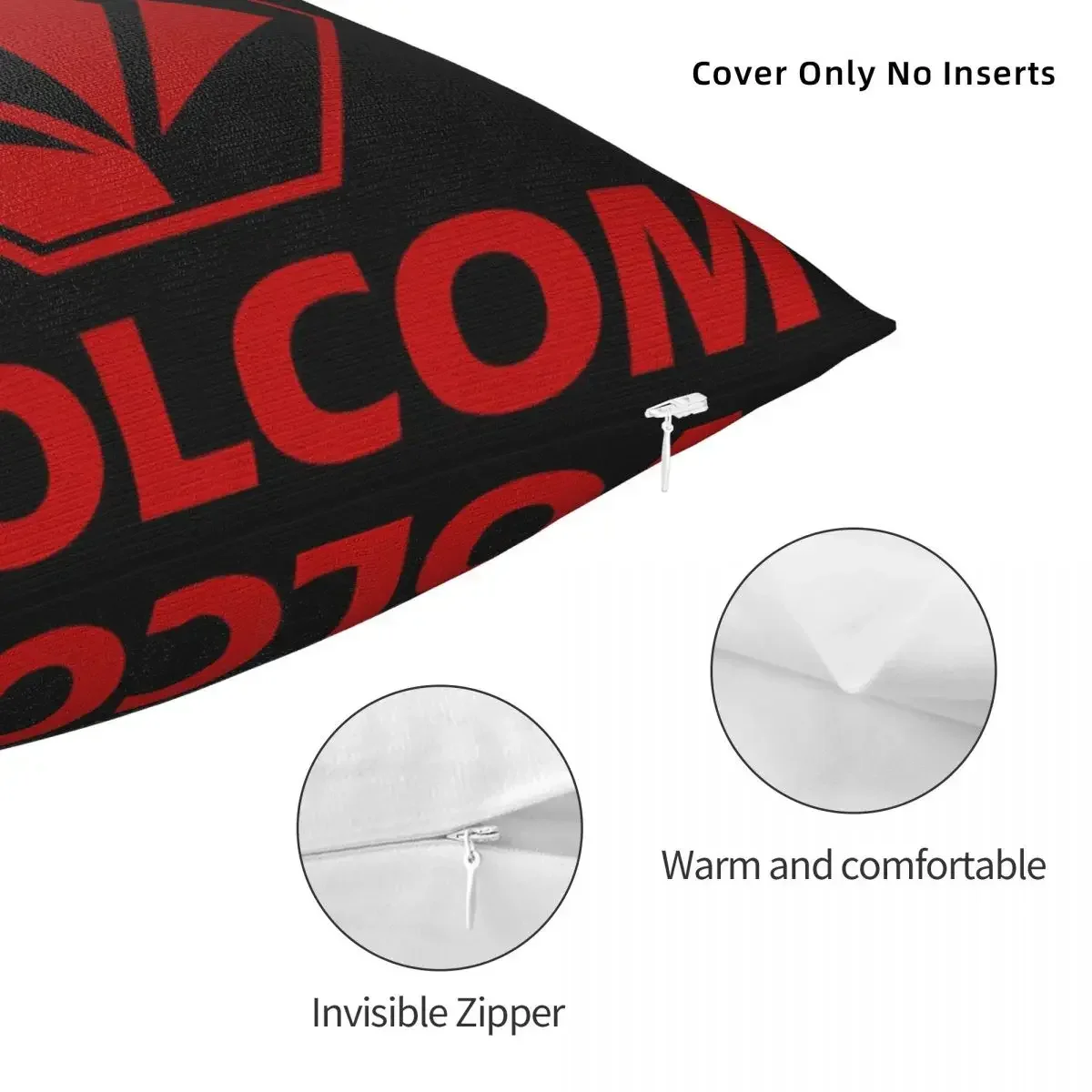 Volcom-funda de almohada cuadrada con logotipo, cubierta de cojín de poliéster con cremallera decorativa, cómoda, para el hogar y el dormitorio